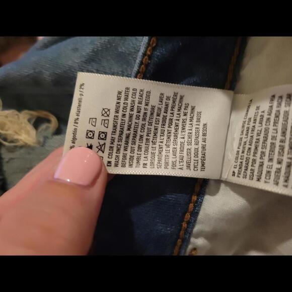 American Eagle Outfitters size 0 blue distressed super hi-rise jegging - Picture 4 of 4